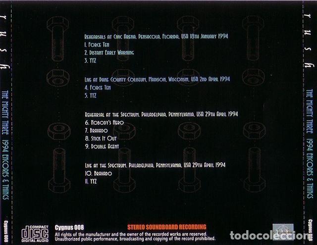CDs de m&uacute;sica: CD RUSH - The Mighty Three 1994 Encores & Things - Live - Foto 2