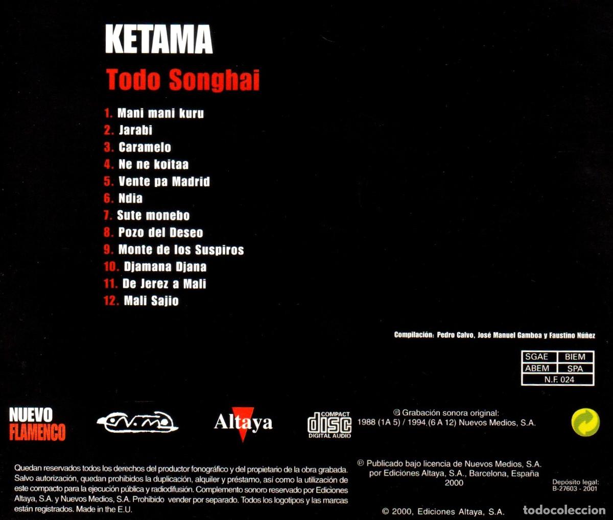 CDs de m&uacute;sica: �T104 - KETAMA. TODO SONGHAI. [ALTAYA]. CD. - Foto 2