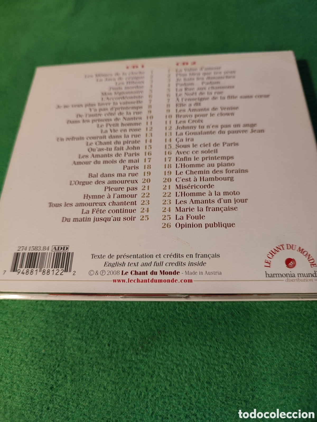 CDs de m&uacute;sica: Edith Piaf - La vie en rose,2 CDs - Foto 3