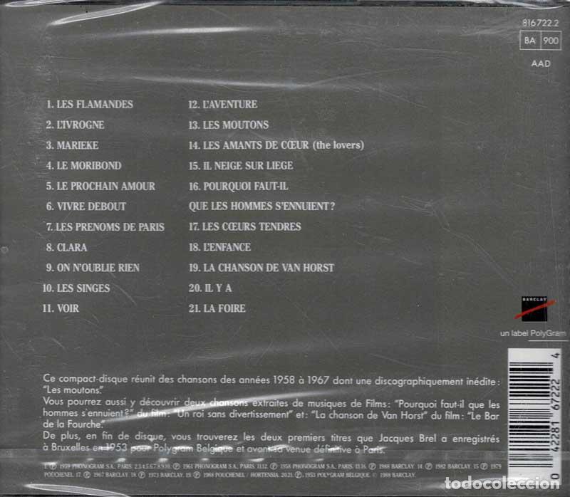 CDs de m&uacute;sica: Jacques Brel - Les Flamandes. CD - Foto 2