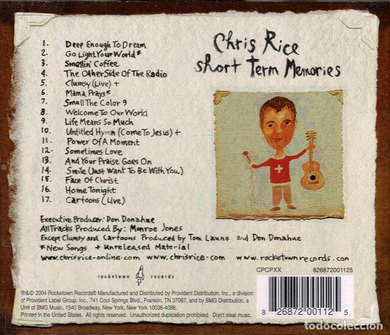 CDs de m&uacute;sica: Chris Rice - Short Term Memories. CD - Foto 2