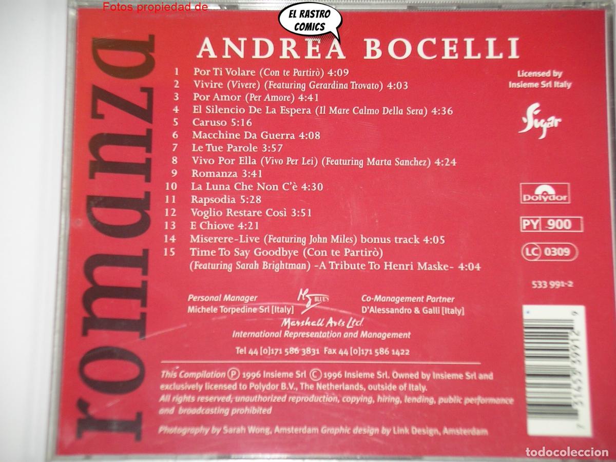 CDs de m&uacute;sica: Andrea Bocelli, Romanza, CD, 1996 - Foto 2