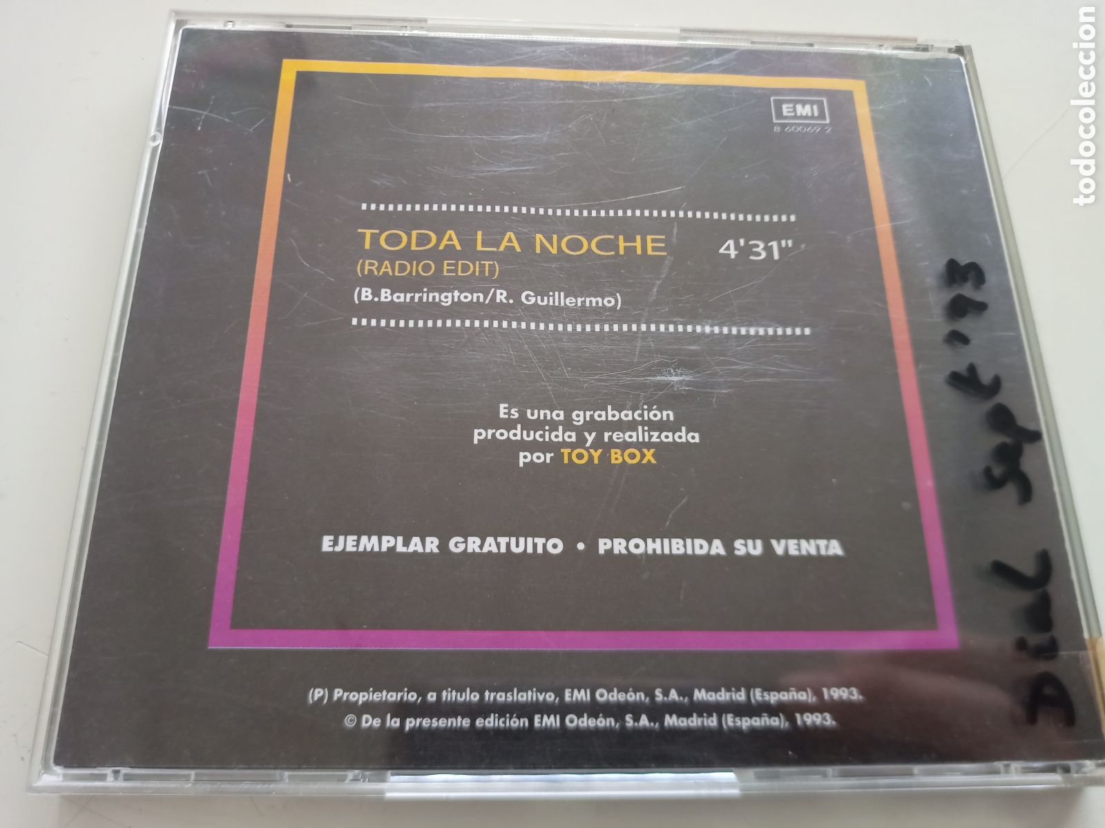 CDs de m&uacute;sica: Toy Box - Toda la noche (CD single) - Foto 2