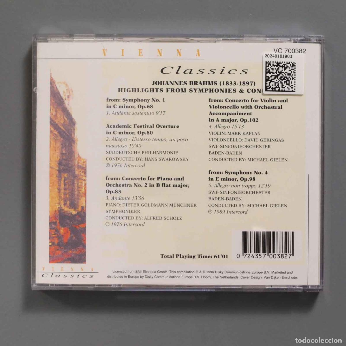 CDs de m&uacute;sica: CD. BRAHMS. HIGHLIGHTS FROM SYMPHONIES - Foto 2