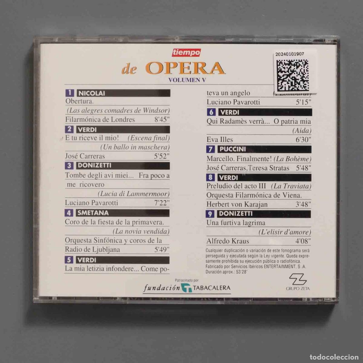 CDs de m&uacute;sica: CD. TIEMPO DE OPERA V - Foto 2
