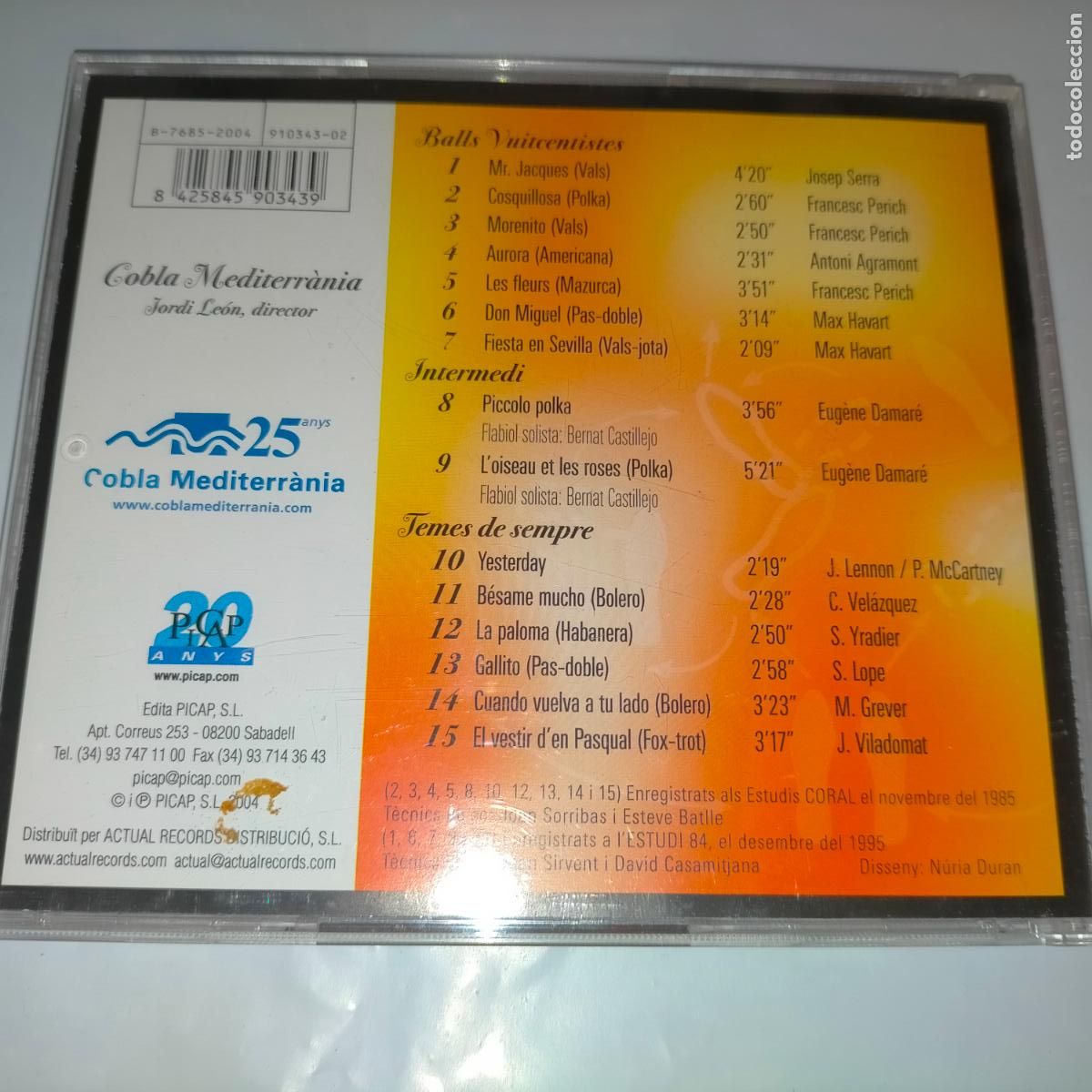 CDs de M&uacute;sica: CD BALLS VUITCENTISTE , COBLA MEITERRANIA . SIN PORTADA