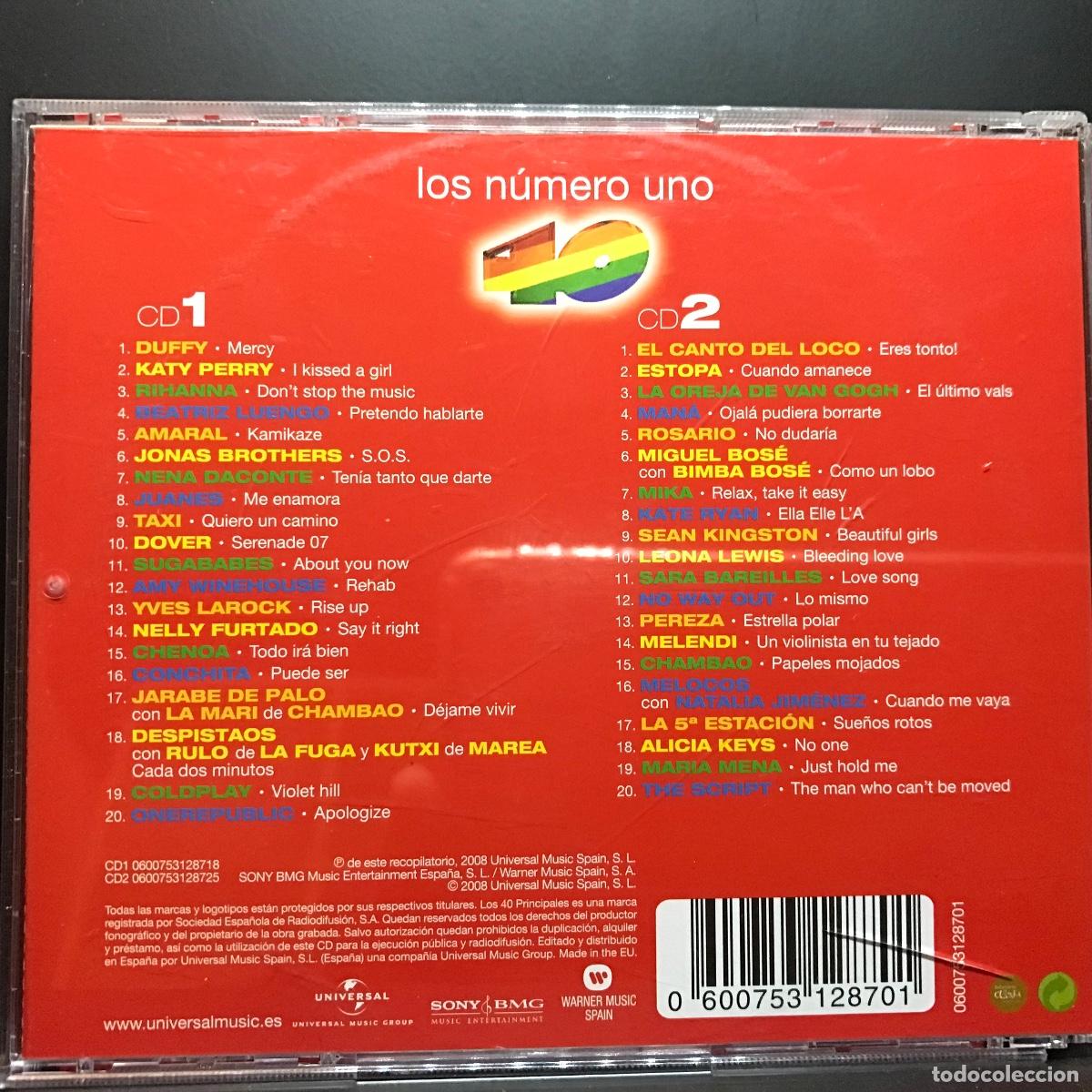 CDs de m&uacute;sica: Various ● Los N&uacute;mero Uno De 40 Principales - 2008 ● [CD] 2 x CD, Compilation - Foto 4