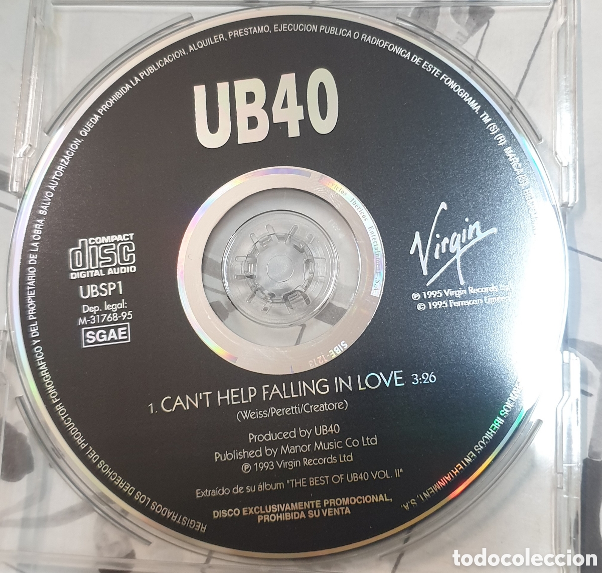 CDs de m&uacute;sica: UB40 - cant help falling in love. Promo. Cd single - Foto 1