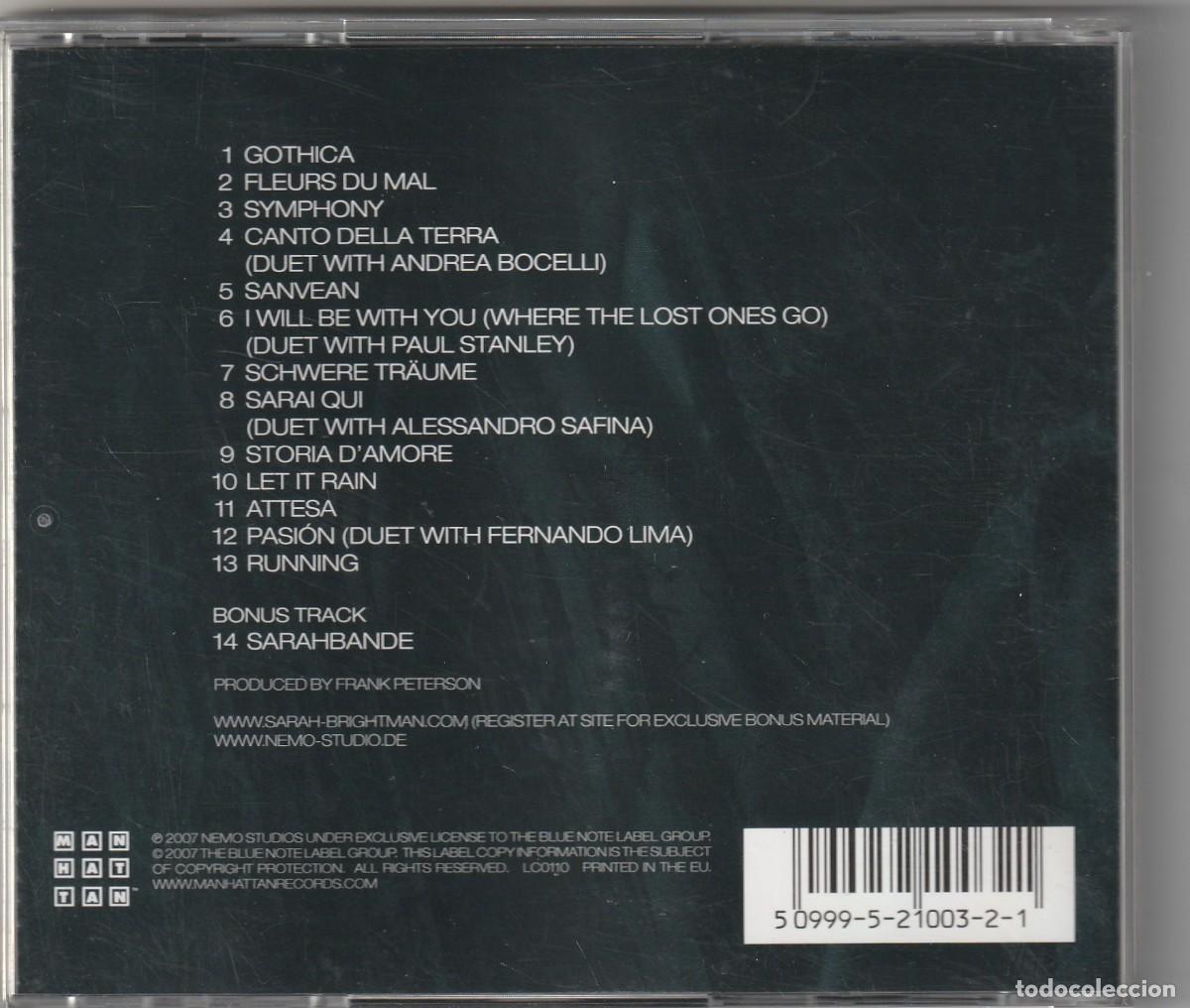 CDs de m&uacute;sica: SARAH BRIGHTMAN - SYMPHONY (CD MANHATTAN 2007) - Foto 2