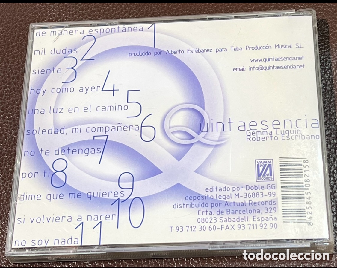 CDs de m&uacute;sica: CD. Quintaesencia. &ldquo;De manera espont&aacute;nea&rdquo;. - Foto 2