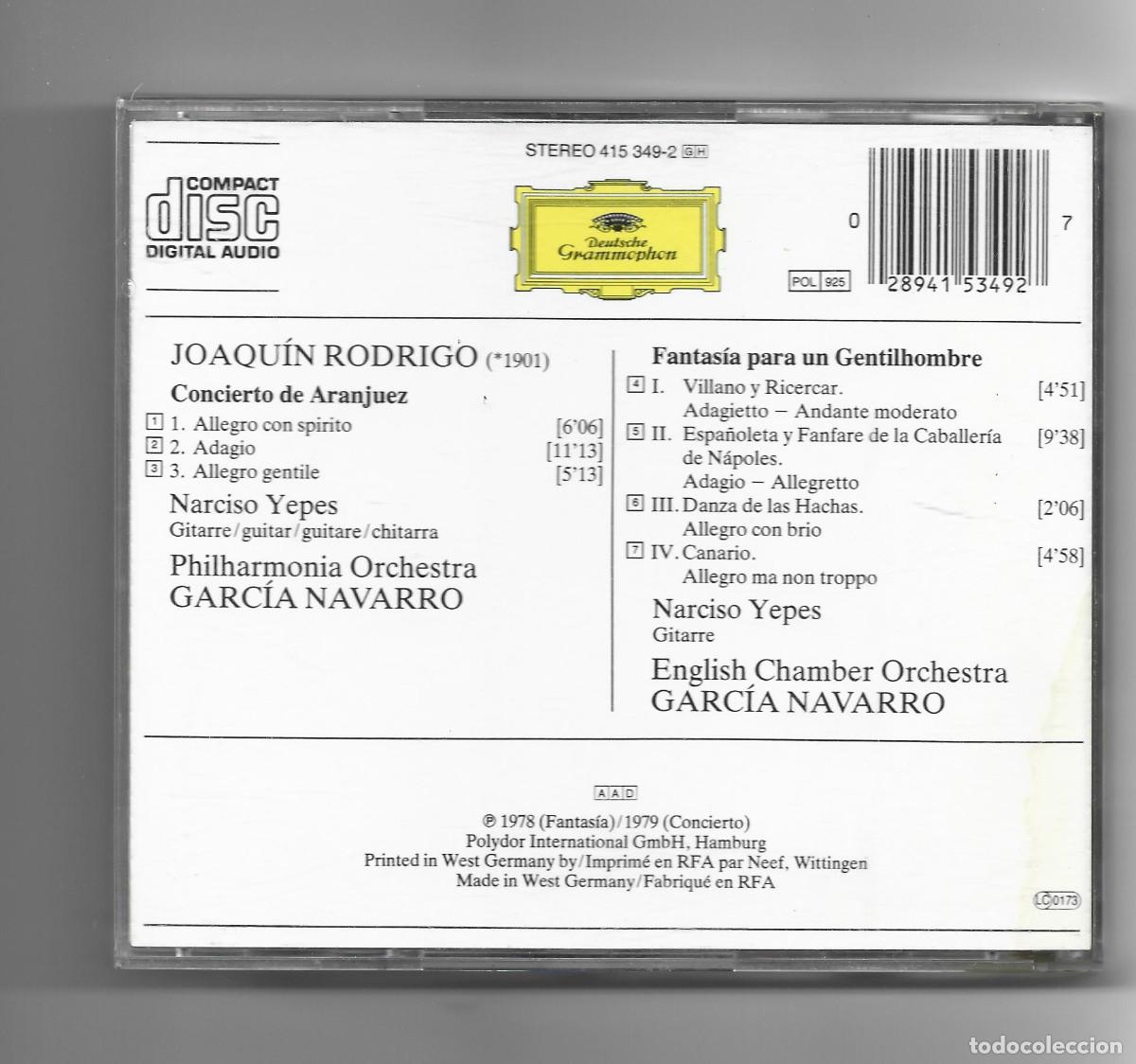 CDs de m&uacute;sica: JOAQUIN RODRIGO-CONCIERTO DE ARANJUEZ - Foto 2
