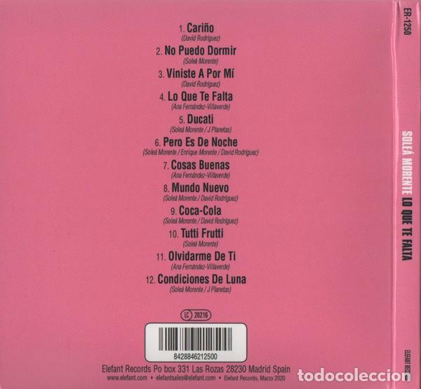 CDs de m&uacute;sica: Sole&aacute; Morente &ndash; Lo Que Te Falta - CD - Digipack - Foto 2
