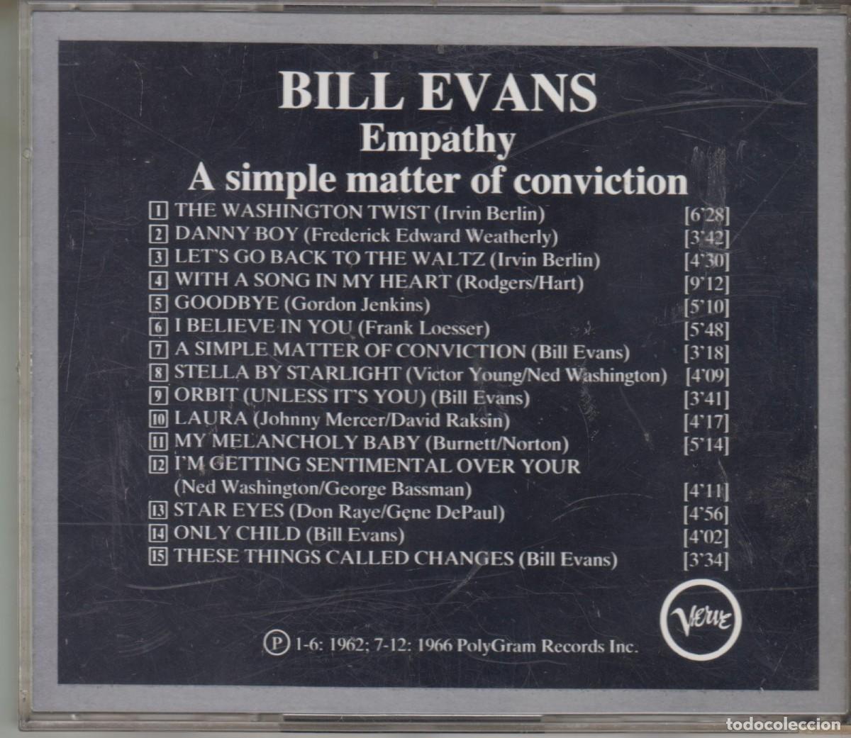 CDs de m&uacute;sica: Bill Evans &lrm;cd Empathy + A Simple Matter Of Conviction - Foto 2