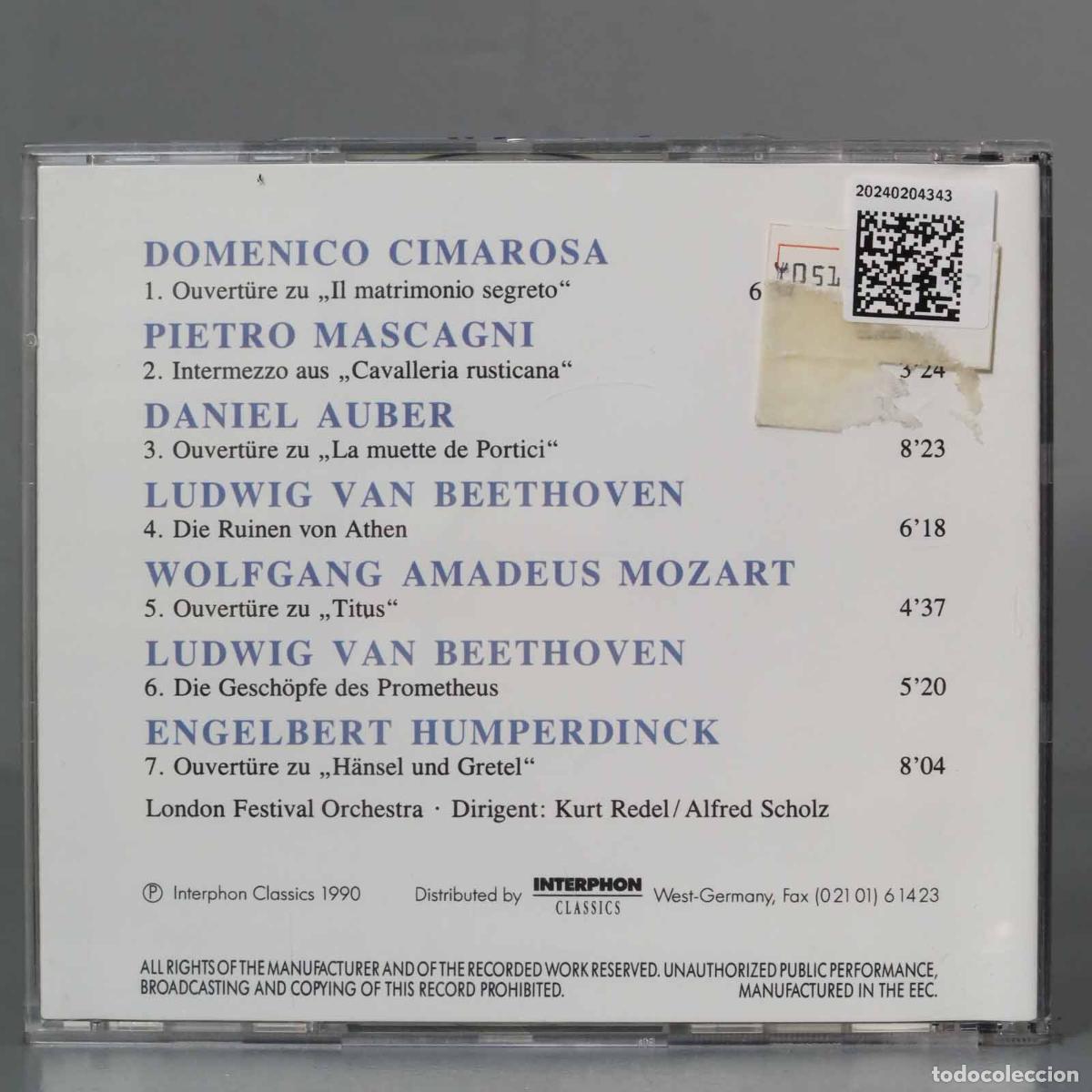 CDs de m&uacute;sica: CD. OVERTURES. MOZART. BEETHOVEN. SCHOLZ - Foto 2