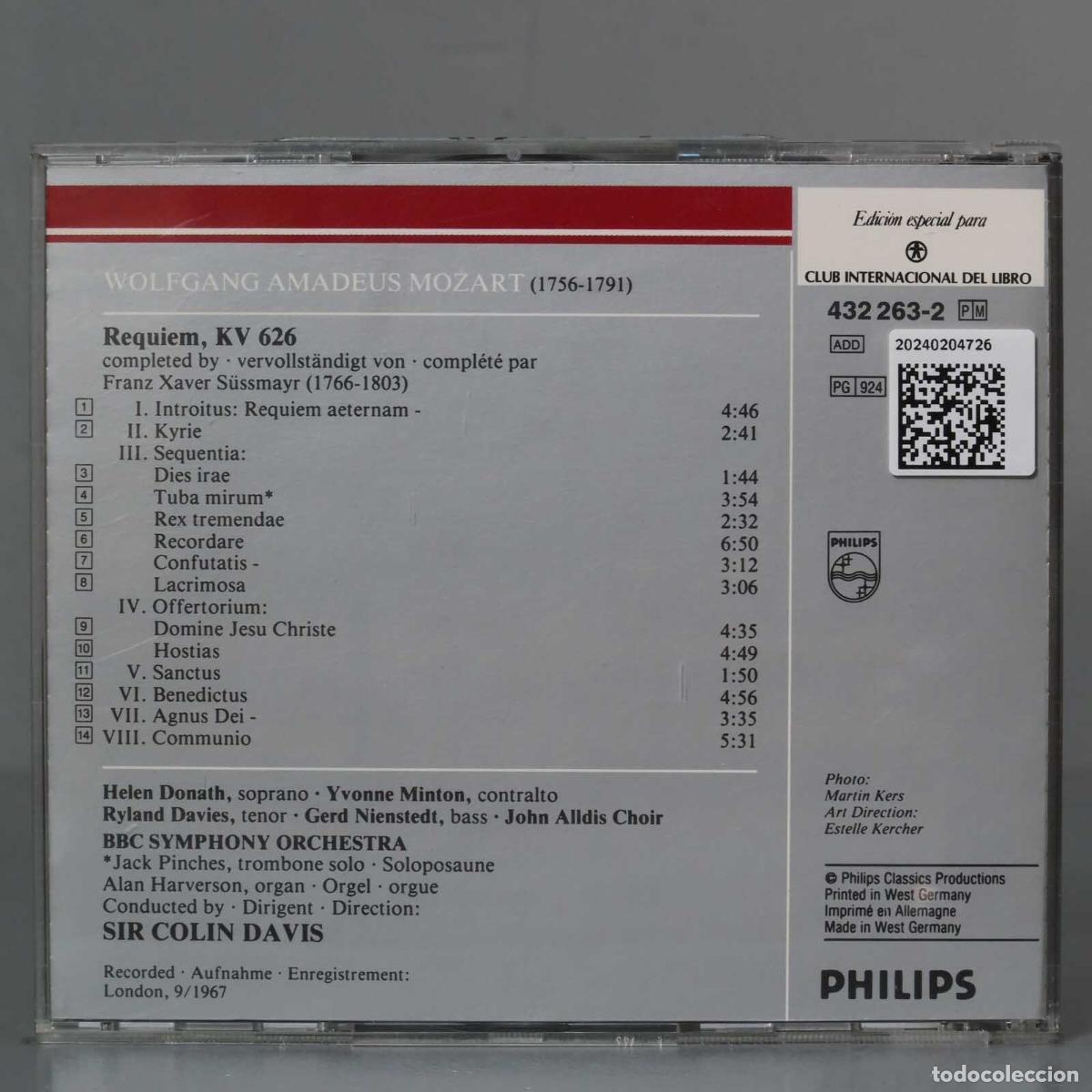 CDs de m&uacute;sica: CD. Requiem. MOZART. DAVIS - Foto 2