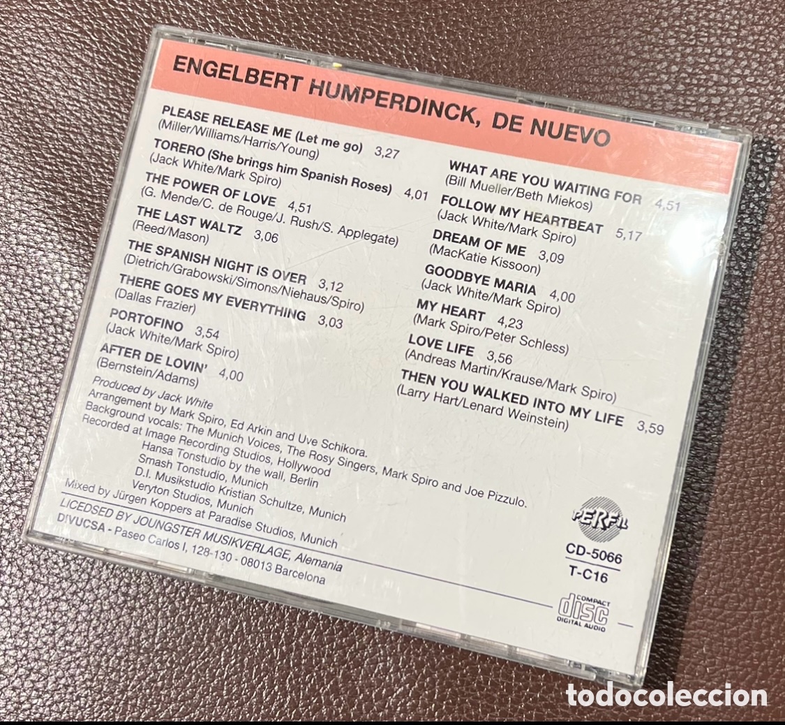 CDs de m&uacute;sica: CD. Engelbert Humperdinck. &ldquo;E. H. de nuevo&rdquo;. - Foto 2