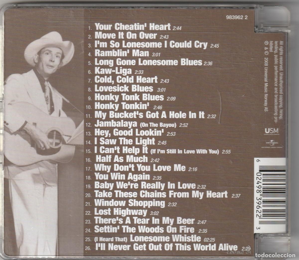 CDs de m&uacute;sica: HANK WILLIAMS - HANS STORSTE HITS (CD UNIVERSAL 2008) - Foto 2