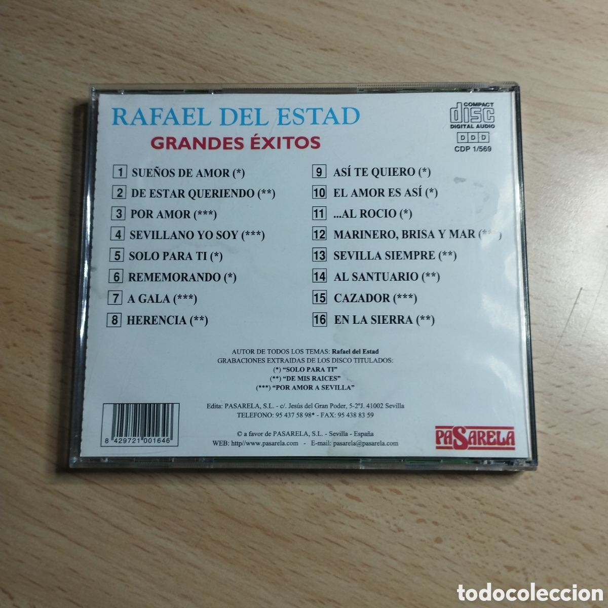 CDs de m&uacute;sica: CD. Rafael del Estad. 1993. Grandes &Eacute;xitos. - Foto 2