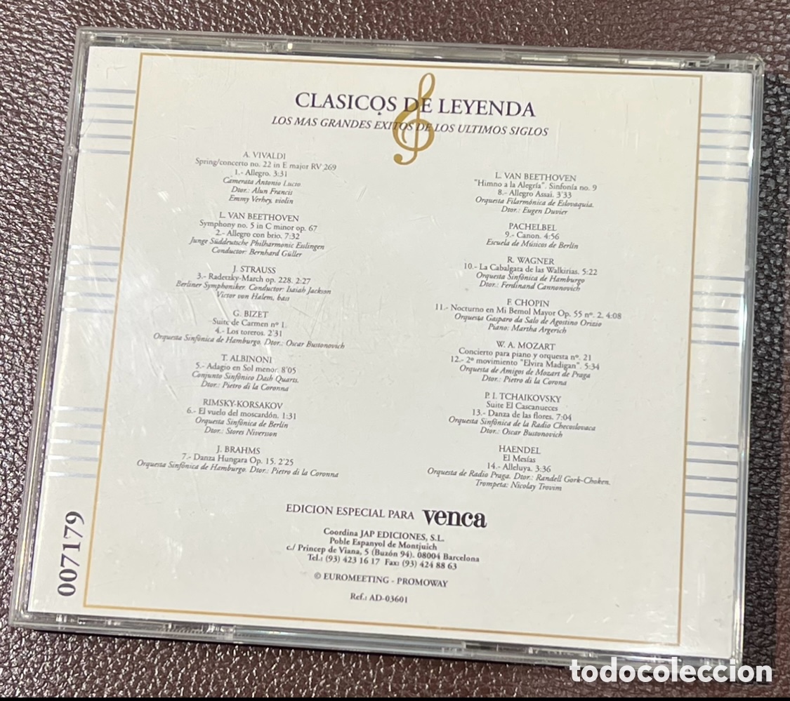 CDs de m&uacute;sica: CD. Cl&aacute;sicos de Leyenda. 1995. - Foto 2