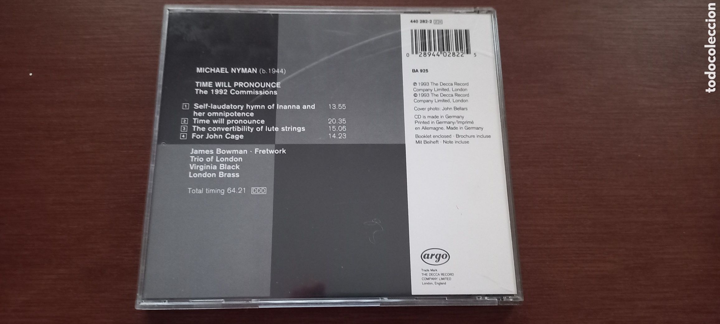 CDs de m&uacute;sica: Michael Nyman CD Time Will Pronounce como nuevo - Foto 2