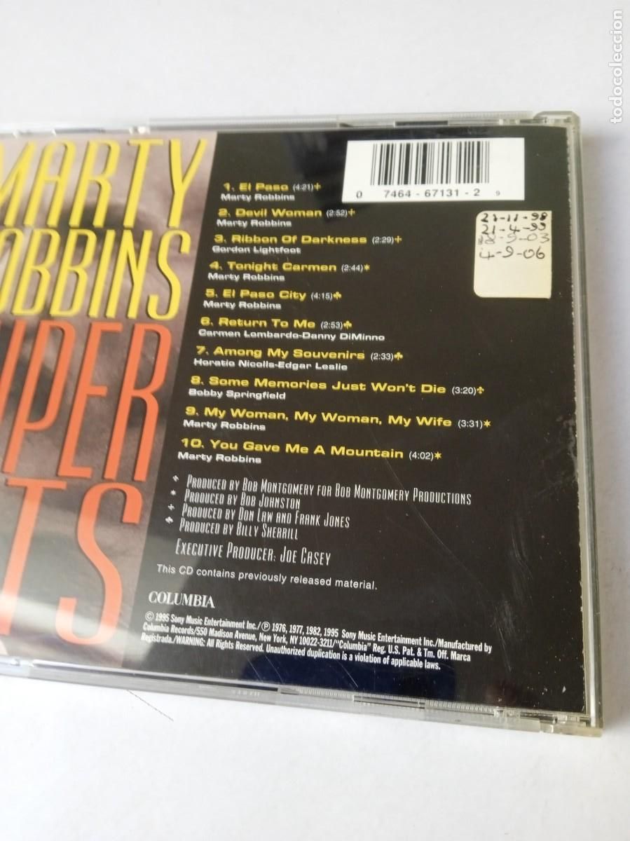 CDs de m&uacute;sica: MARTY ROBBINS Super Hits - Foto 3
