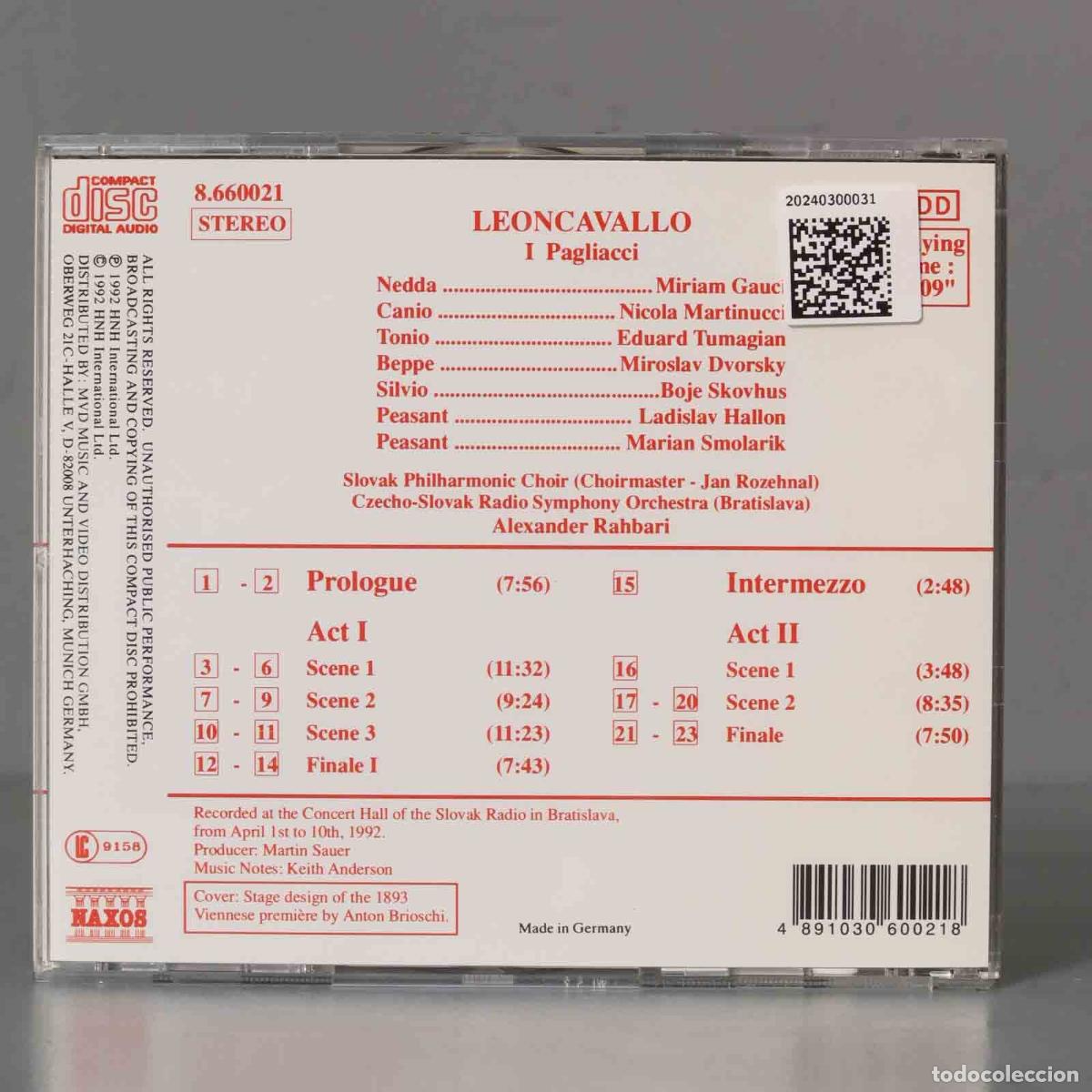 CDs de m&uacute;sica: CD. Rahbari &ndash; I Pagliacci. LEONCAVALLO - Foto 2