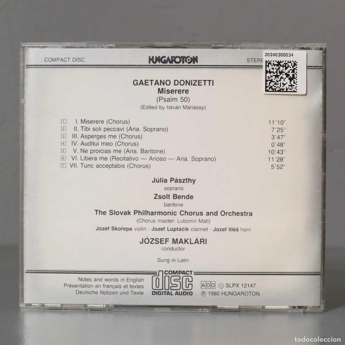 CDs de m&uacute;sica: CD. Makl&aacute;ri &ndash; Miserere. DONIZETTI - Foto 2