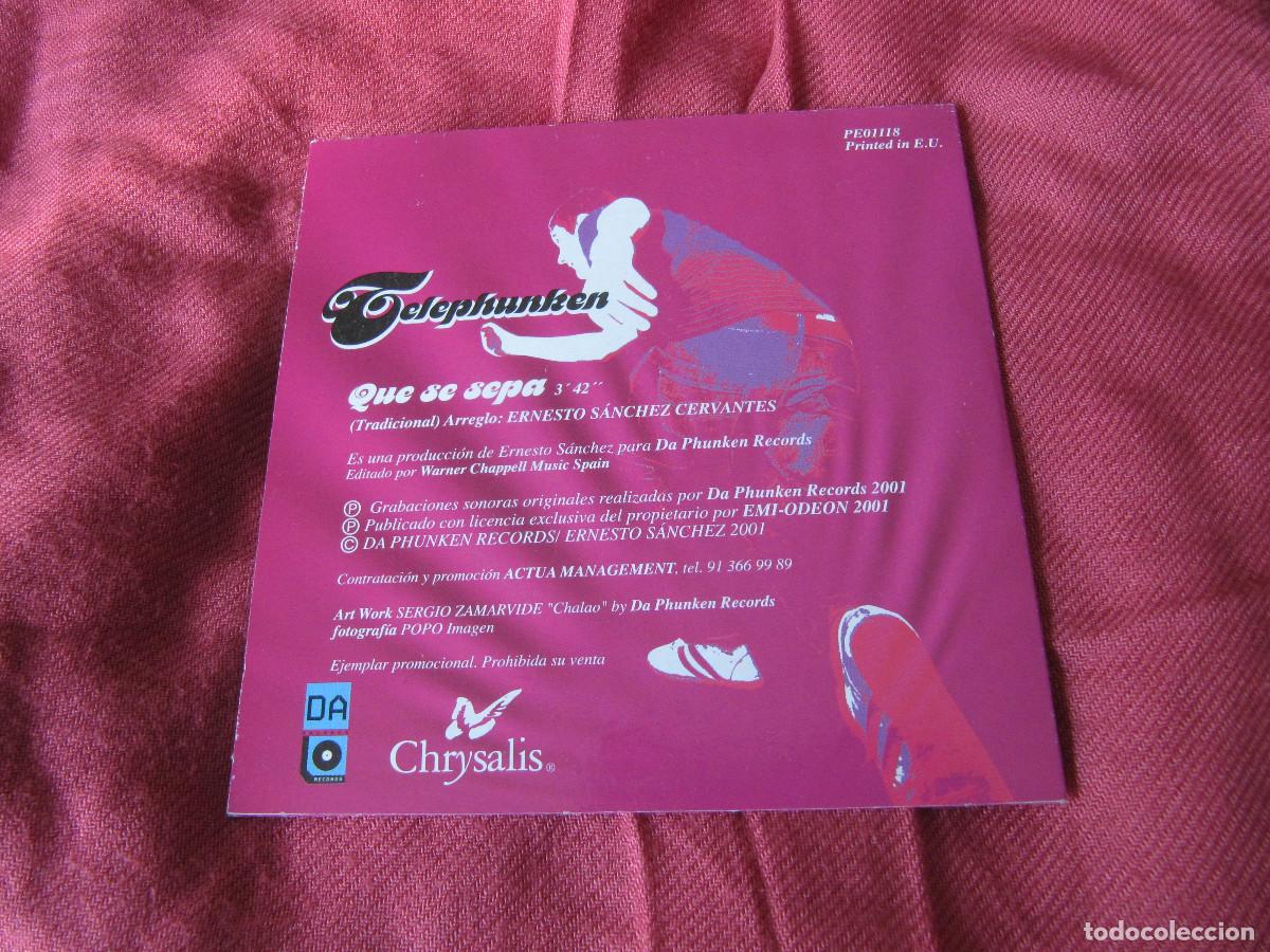 CDs de m&uacute;sica: Telephunken-Que se sepa-Cd Single - Foto 2