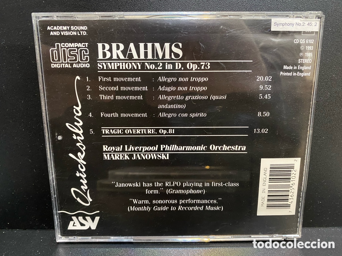 CDs de m&uacute;sica: Brahms - Marek Janowski - Symphony No. 2 (CD, Album) - Foto 2