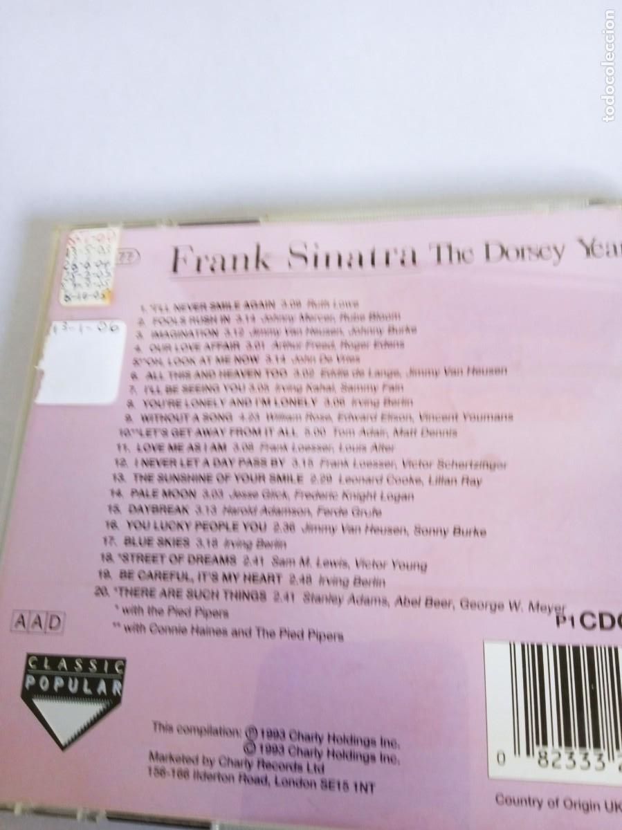 CDs de m&uacute;sica: FRANK SINATRA The Dorsey Years - Foto 3