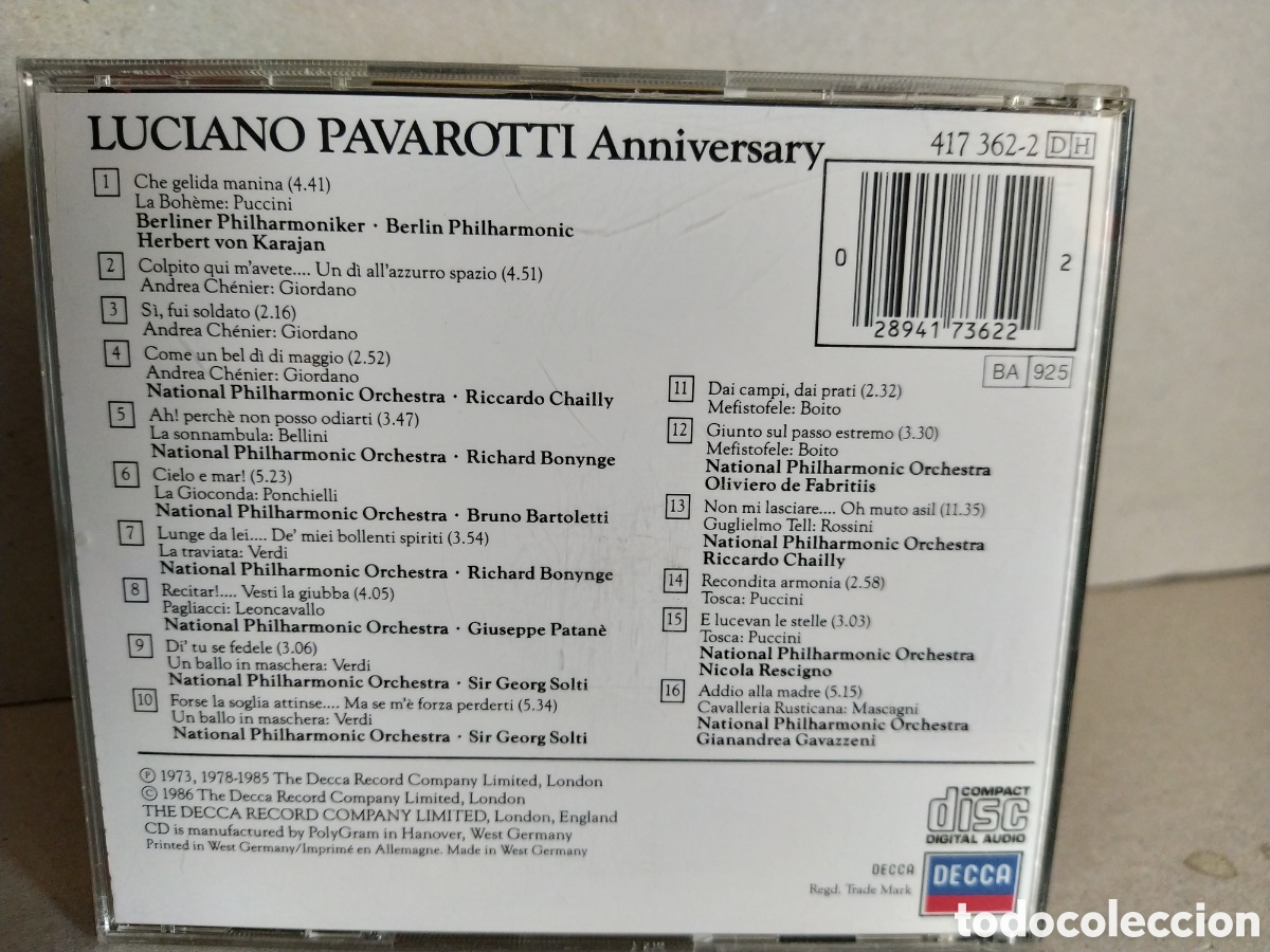 CDs de m&uacute;sica: Luciano Pavarotti - Anniversary (CD, Comp) - Foto 2