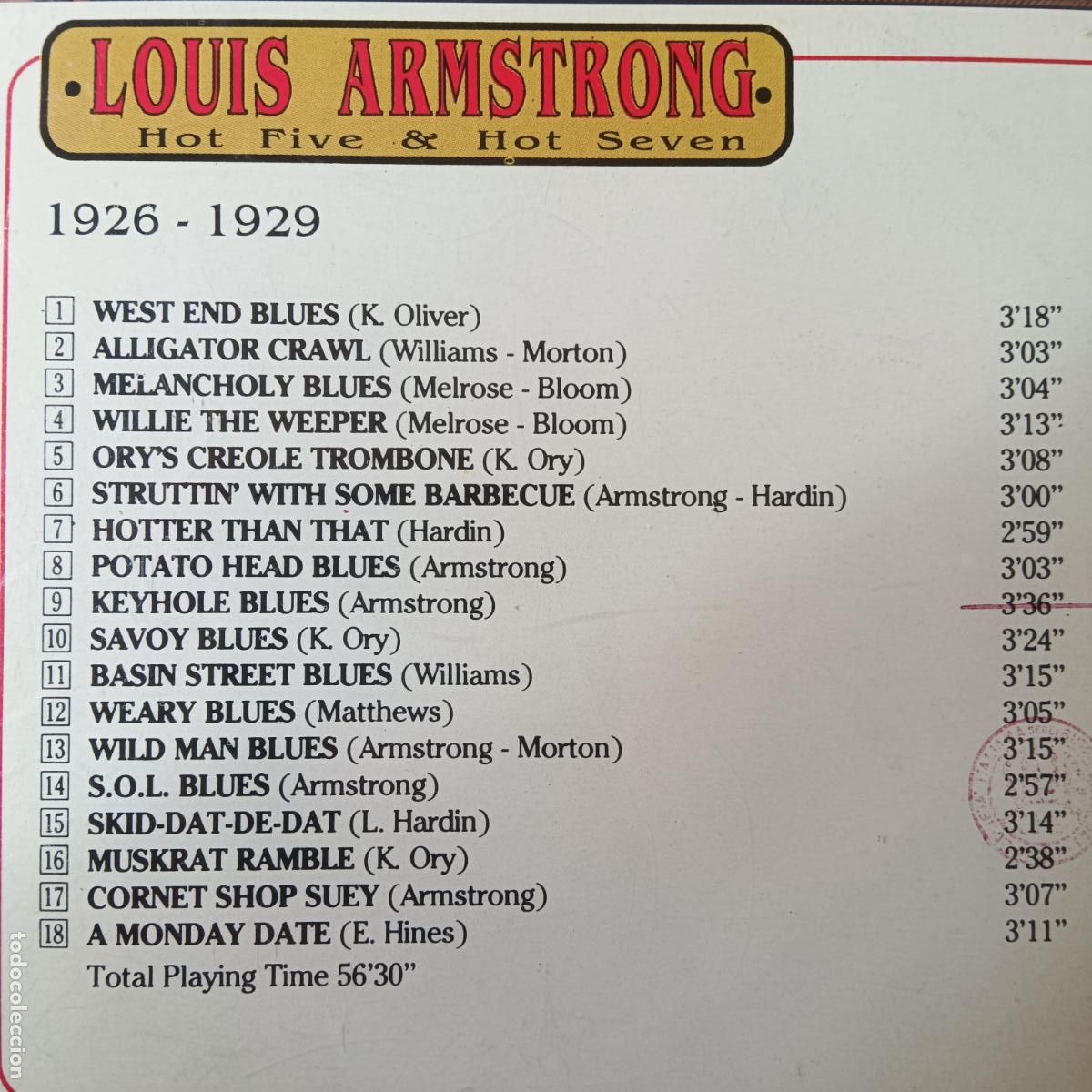CDs de m&uacute;sica: LOUIS ARMSTRONG, 1926-1929. CD. - Foto 2