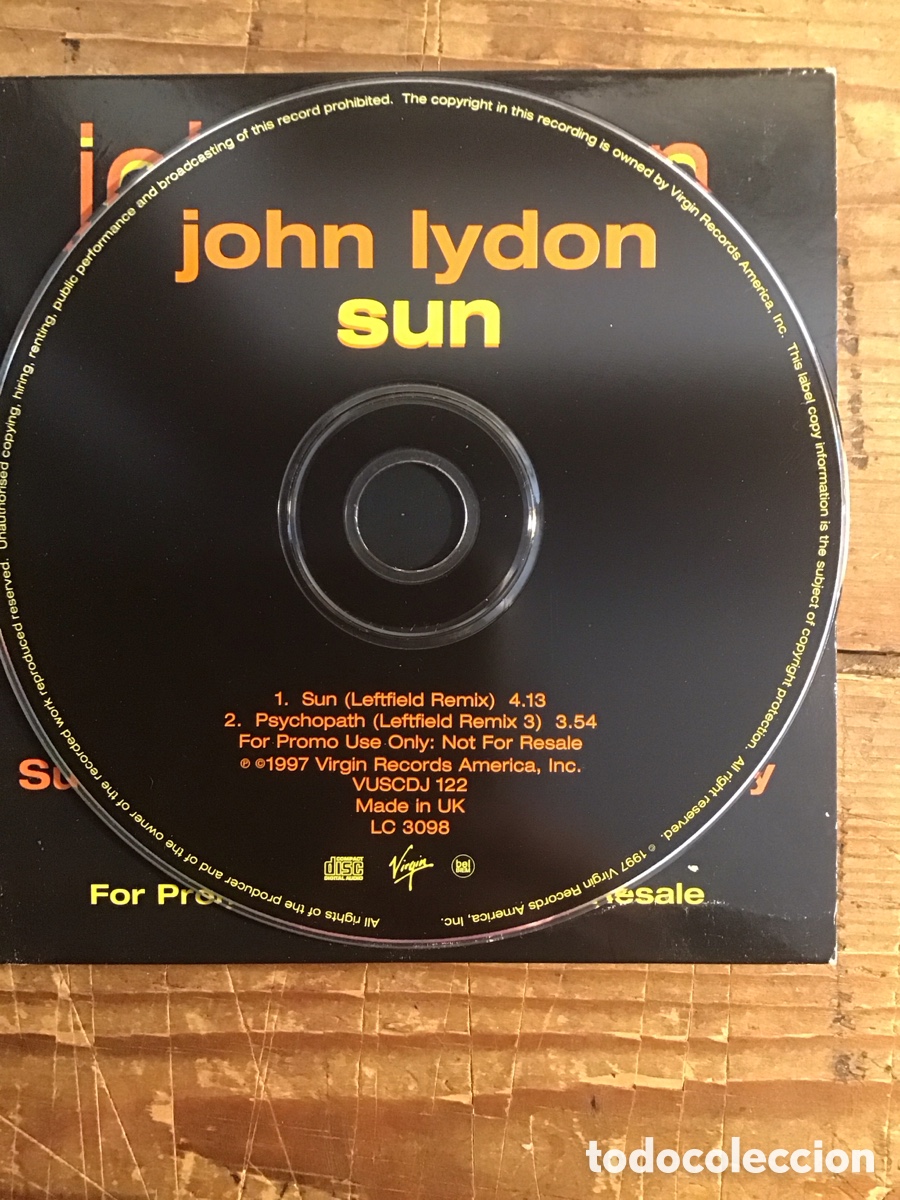 CDs de m&uacute;sica: JOHN LYDON SUN CD SINGLE PROMO UK - Foto 3