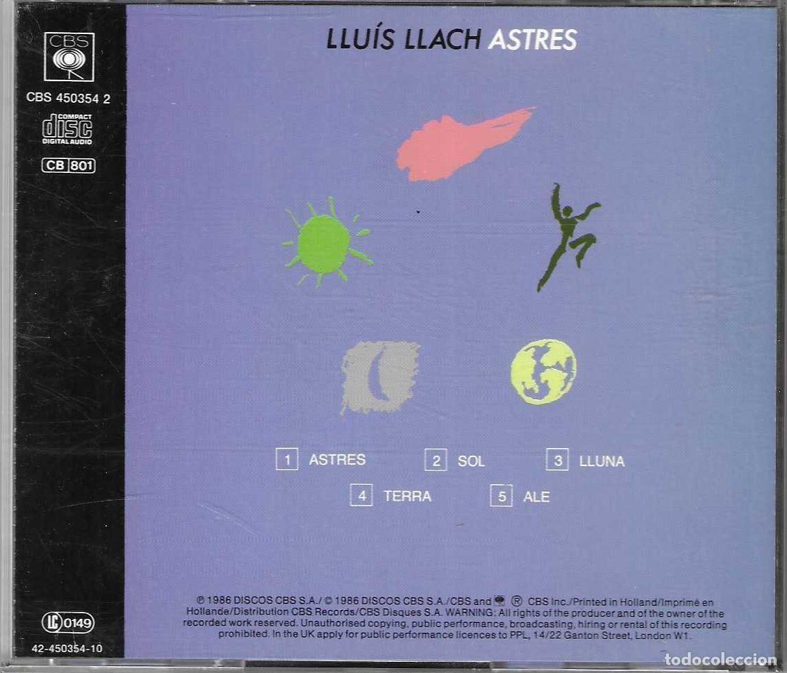 CDs de m&uacute;sica: LLU&Iacute;S LLACH - ASTRES - CBS 1986 - Foto 2
