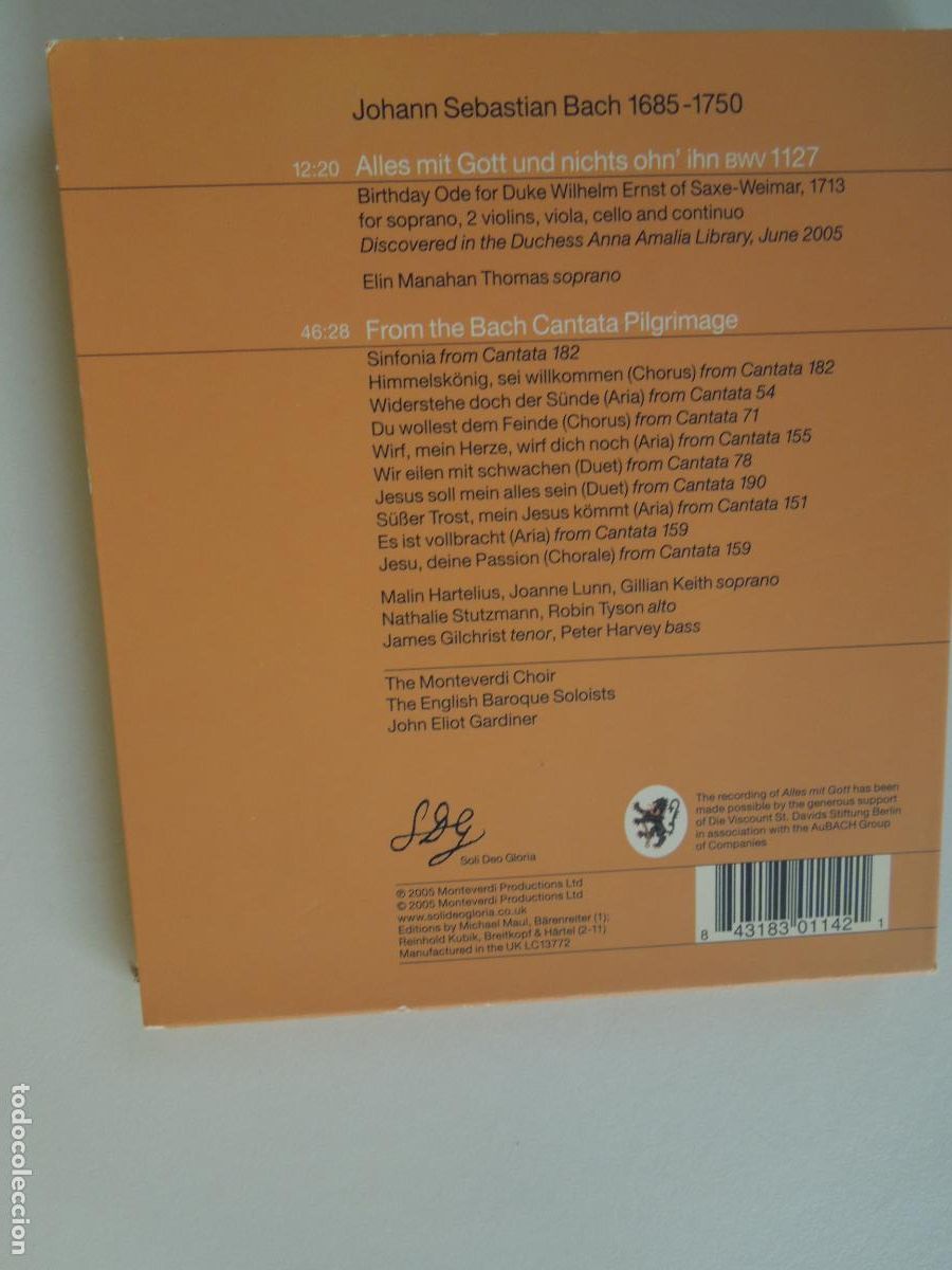 CDs de m&uacute;sica: BACH ALLES MIT GOTT - GARDINER -CD+LIBRETO - Foto 3