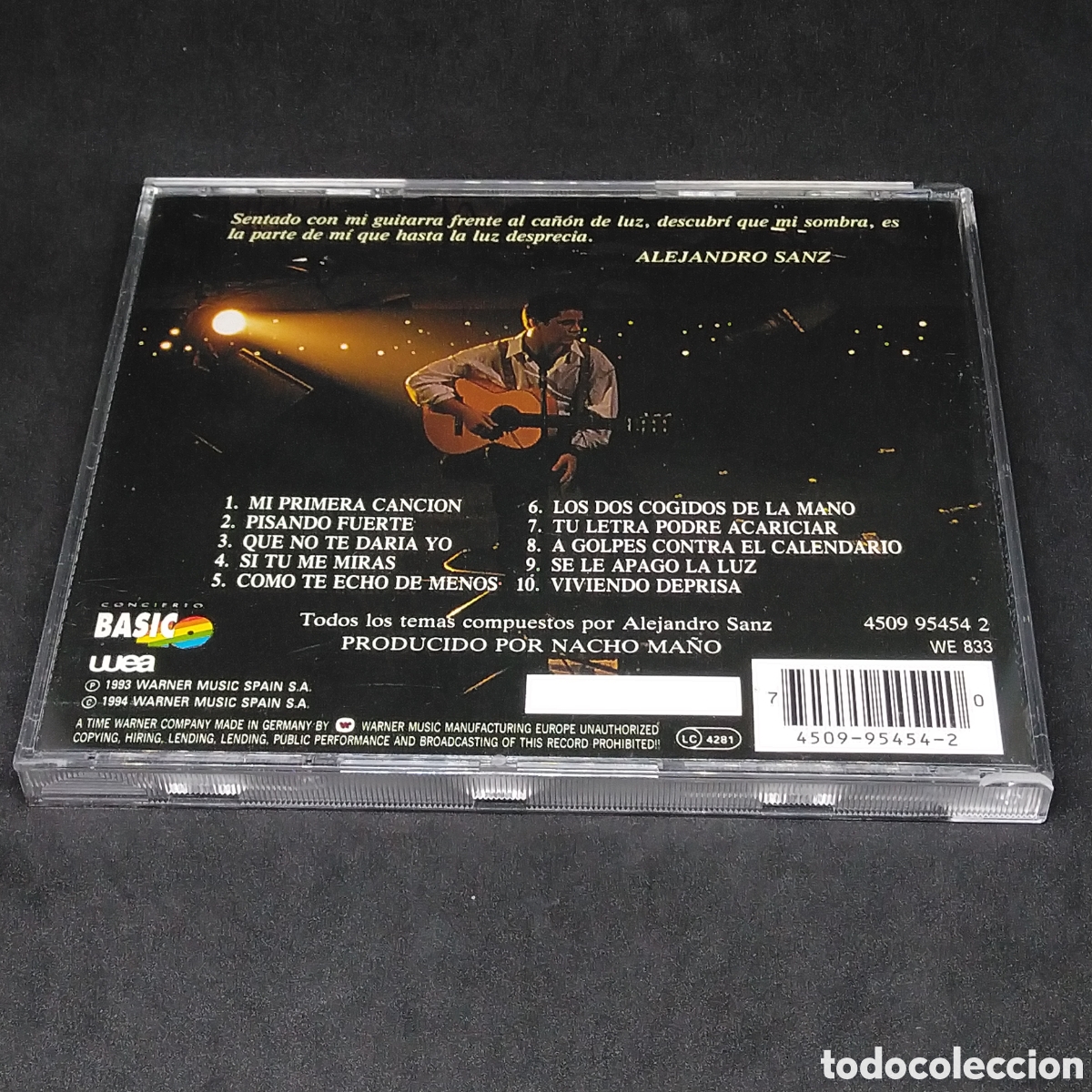 CDs de m&uacute;sica: ALEJANDRO SANZ - BASICO - CD - 1994 - DISCO VERIFICADO - Foto 2
