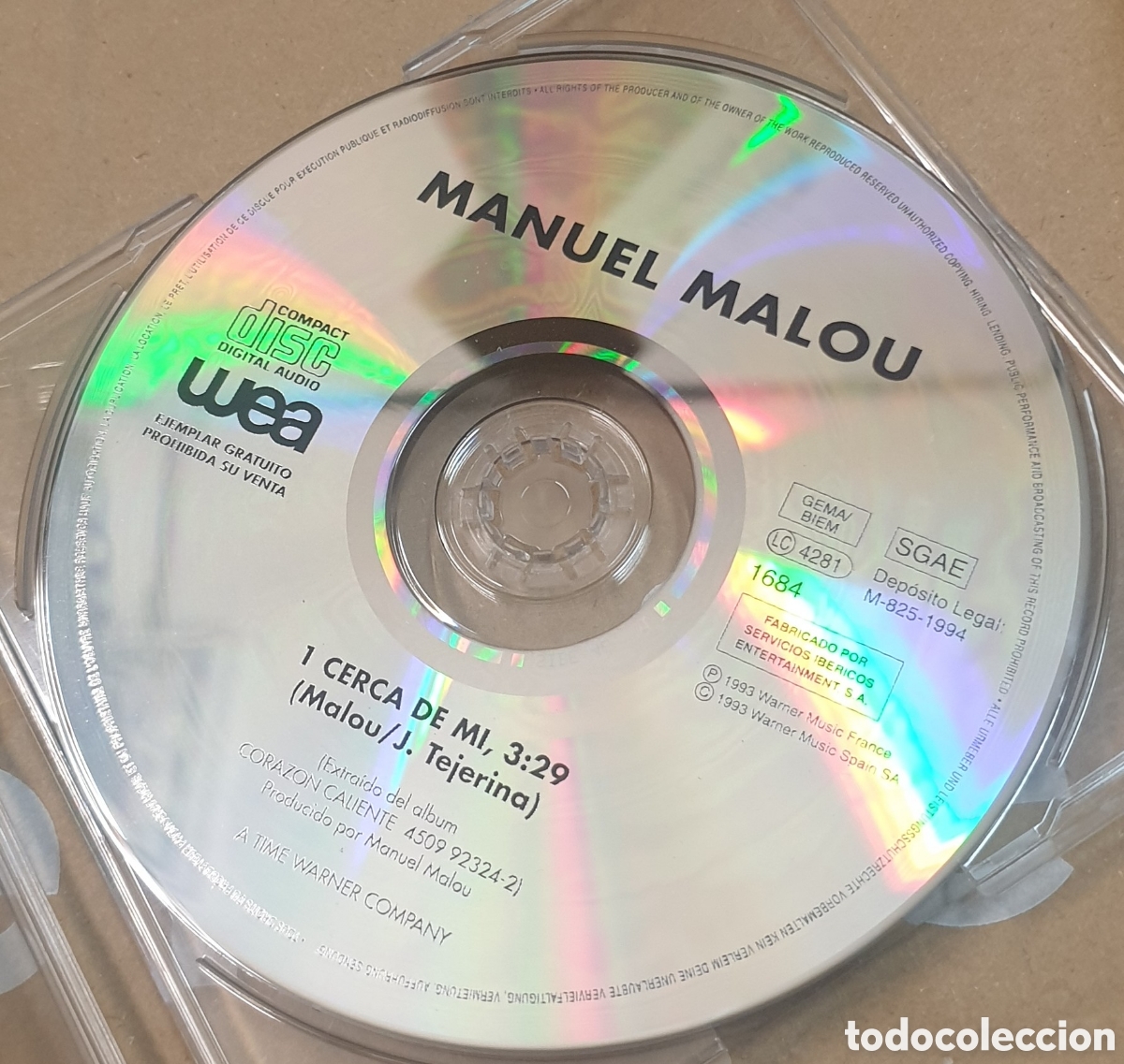 CDs de m&uacute;sica: Manuel Malou&nbsp;&ndash;Cerca De M&iacute; . Cd single - Foto 1
