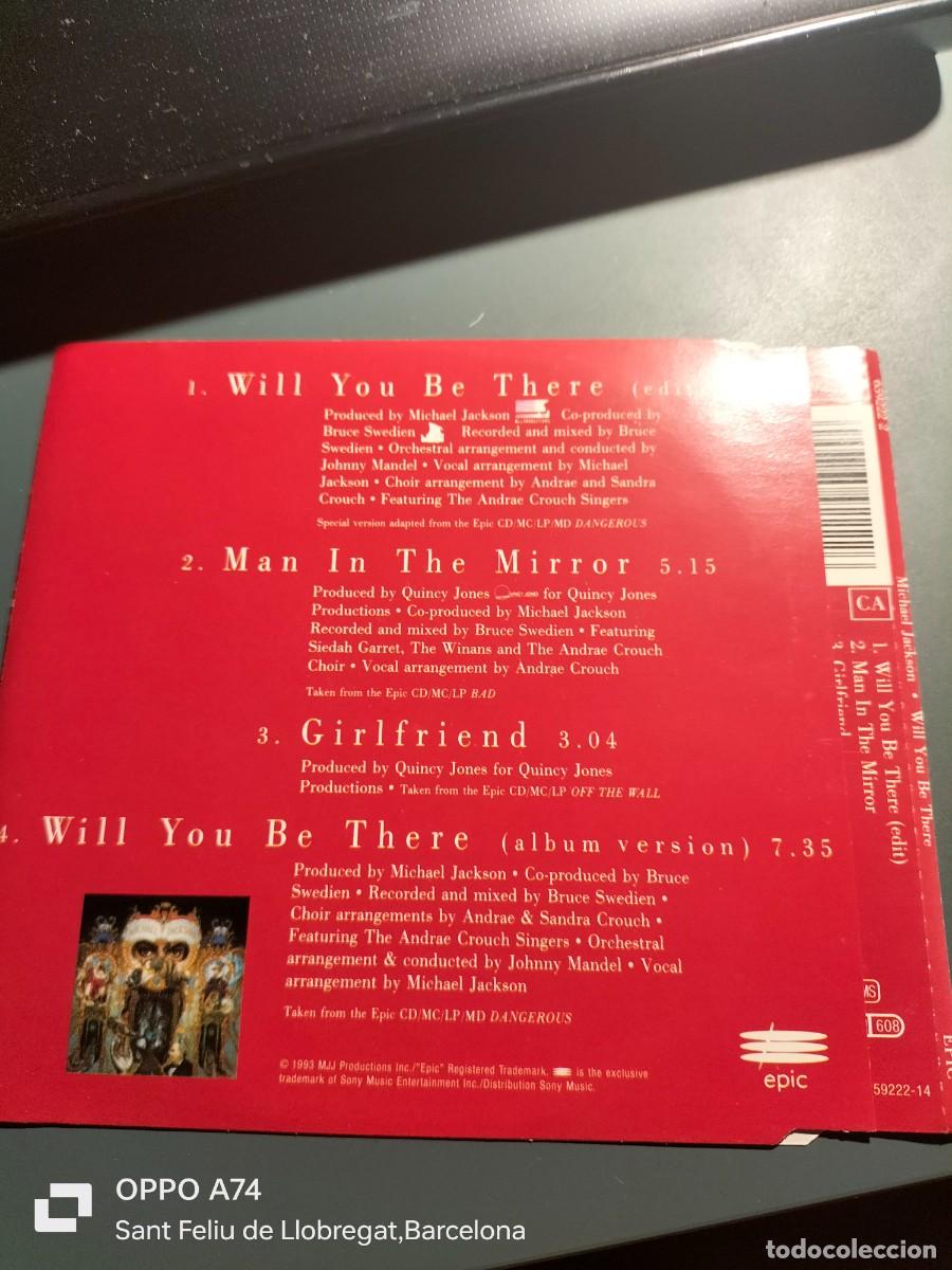 CDs de m&uacute;sica: RAR SINGLE CD. MICHAEL JACKSON. WILL YOU BE THERE. 4 TRACKS - Foto 3