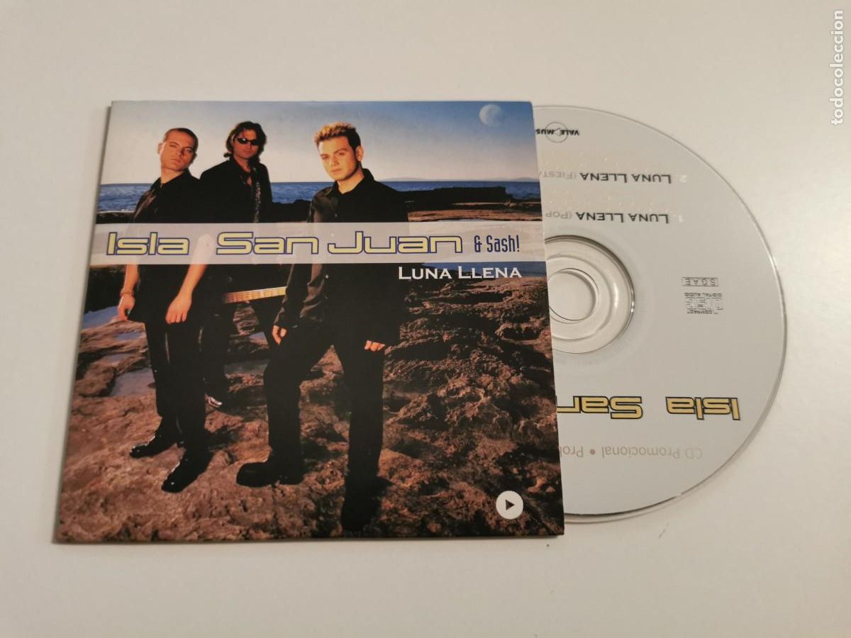 CD de M&uacute;sica: ISLA SAN JUAN & SASH! Luna llena REMIXES CD SINGLE PROMOCIONAL PORTADA DE CARTON A&Ntilde;O 2003 2 TEMAS