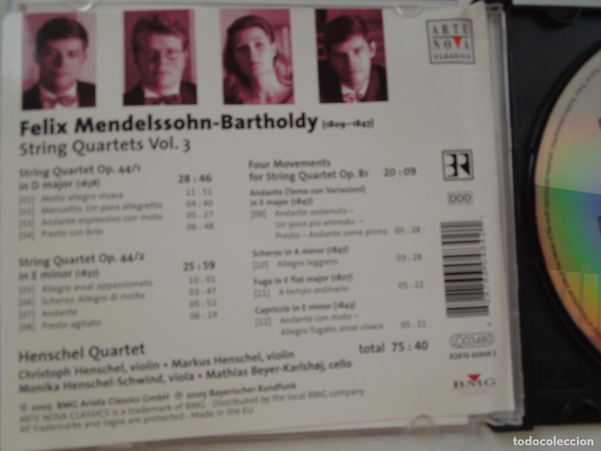 CDs de m&uacute;sica: MENDELSSOHN - BARTHOLDY - STRING QUARTETS - HENSCHEL QUARTET - CD - Foto 3