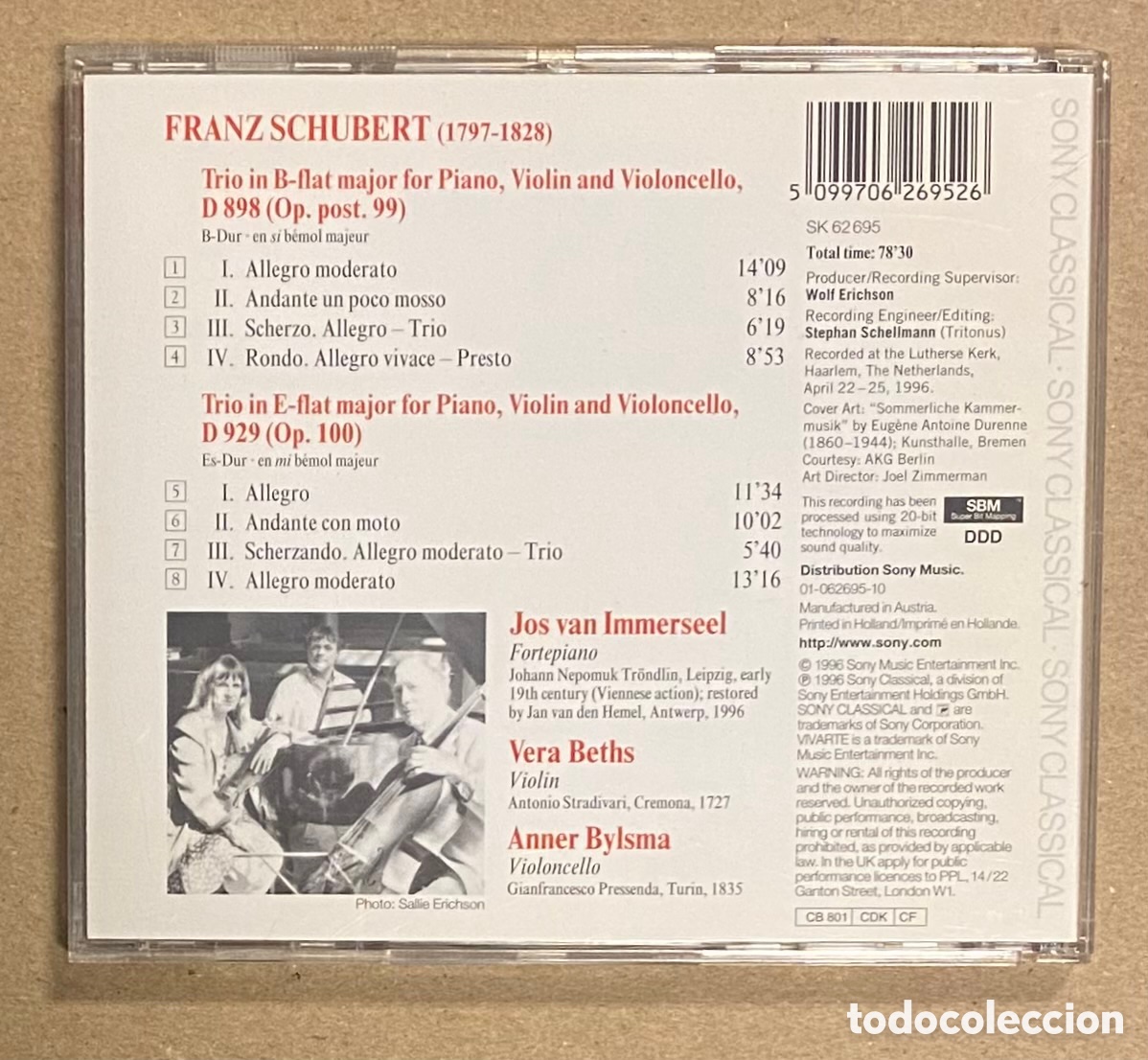 CDs de m&uacute;sica: CD. SCHUBERT PIANO TRIOS. IMMERSSEL - BETHS - BYLSMA. - Foto 3