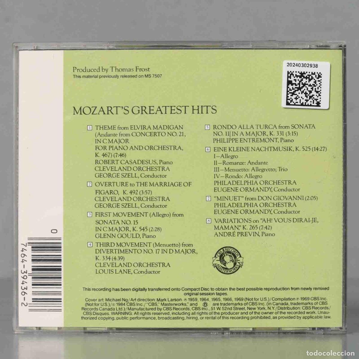 CDs de m&uacute;sica: CD. Mozart&acute;s Greatest Hits - Foto 2