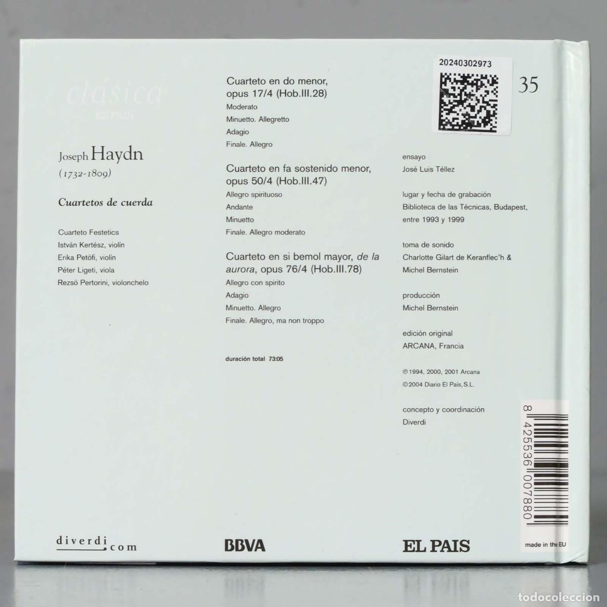CDs de m&uacute;sica: CD. HAYDN. CUARTETOS DE CUERDA - Foto 2