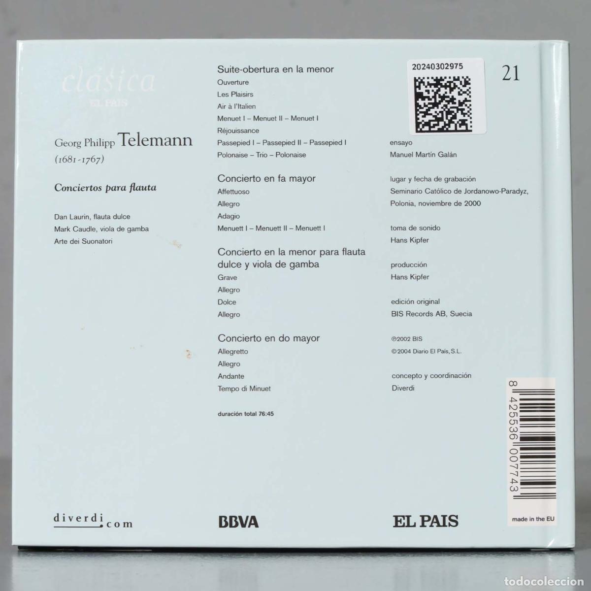 CDs de m&uacute;sica: CD. TELEMANN. CONCIERTOS PARA FLAUTA - Foto 2