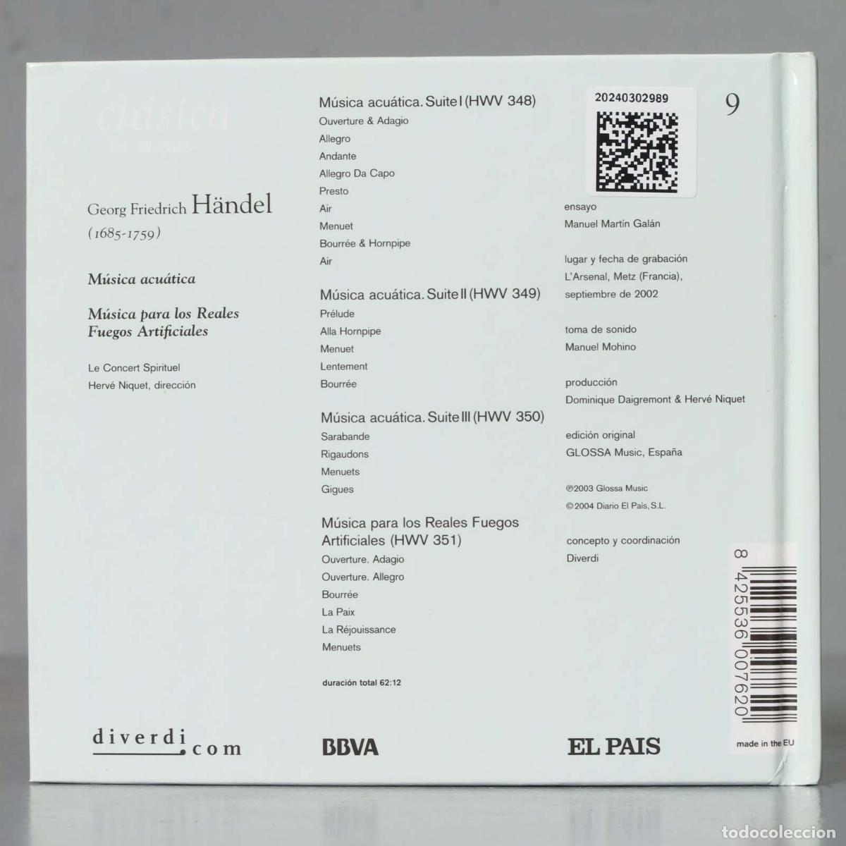 CDs de m&uacute;sica: CD. HANDEL. MUSICA ACUATICA - Foto 2