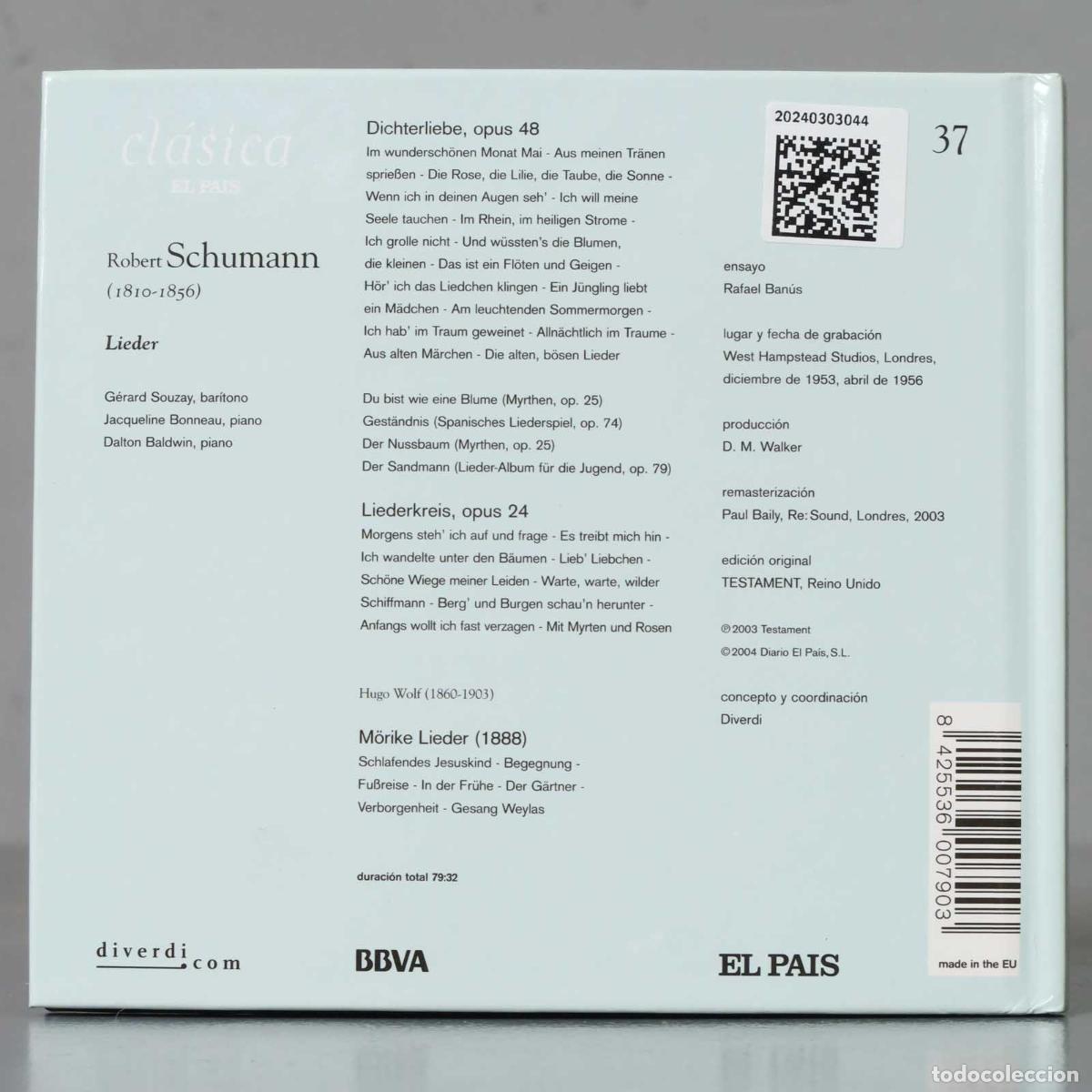 CDs de m&uacute;sica: CD. SCHUMANN LIEDER - Foto 2