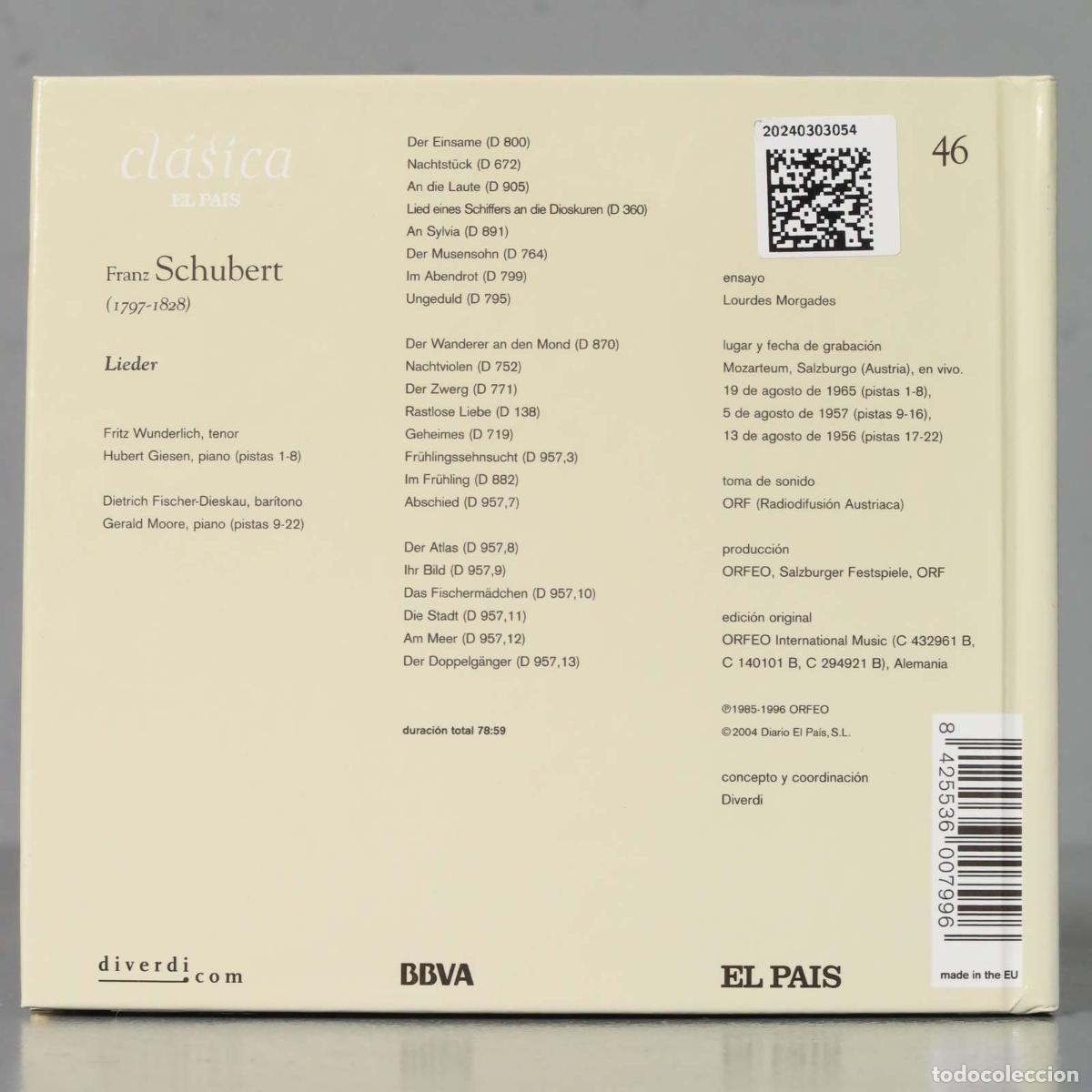 CDs de m&uacute;sica: CD. SCHUBERT LIEDER - Foto 2