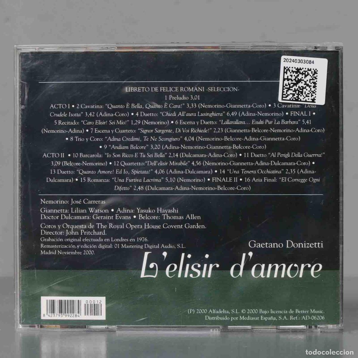 CDs de m&uacute;sica: CD. L&acute;ELISIR D&acute;AMORE. DONIZETTI - Foto 2