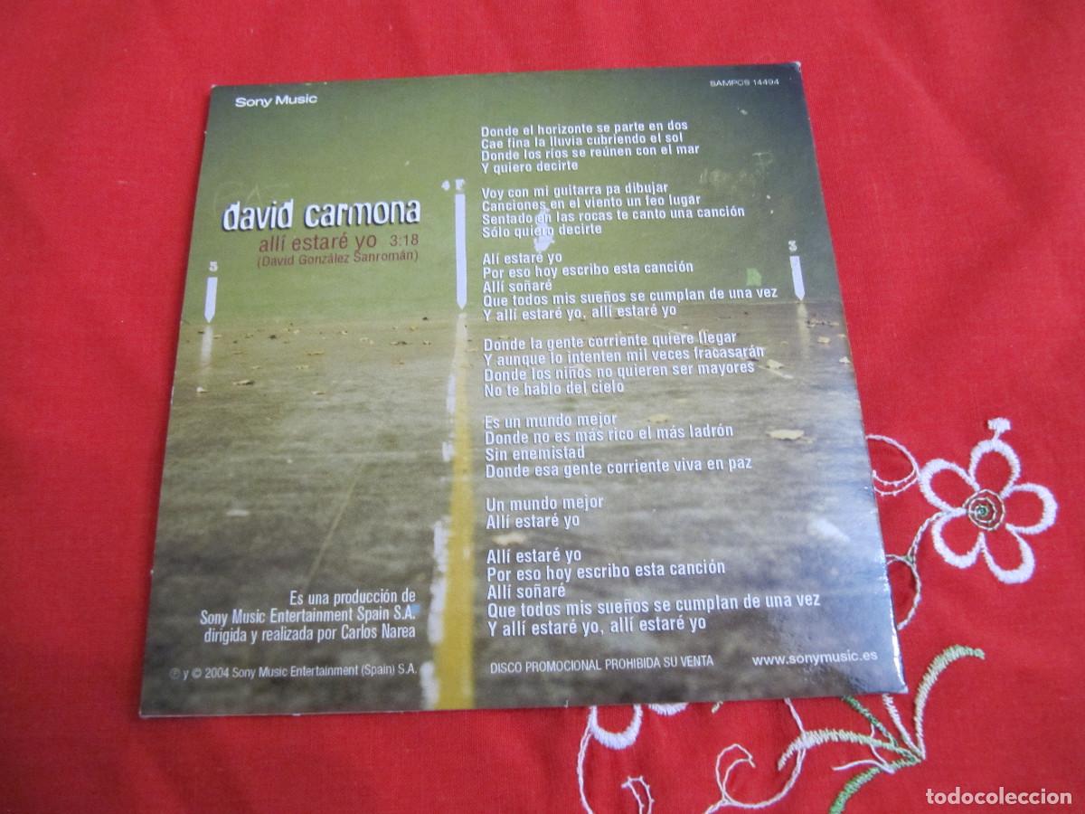 CDs de m&uacute;sica: DAVID CARMONA - ALLI ESTARE YO - CD SINGLE - Foto 2