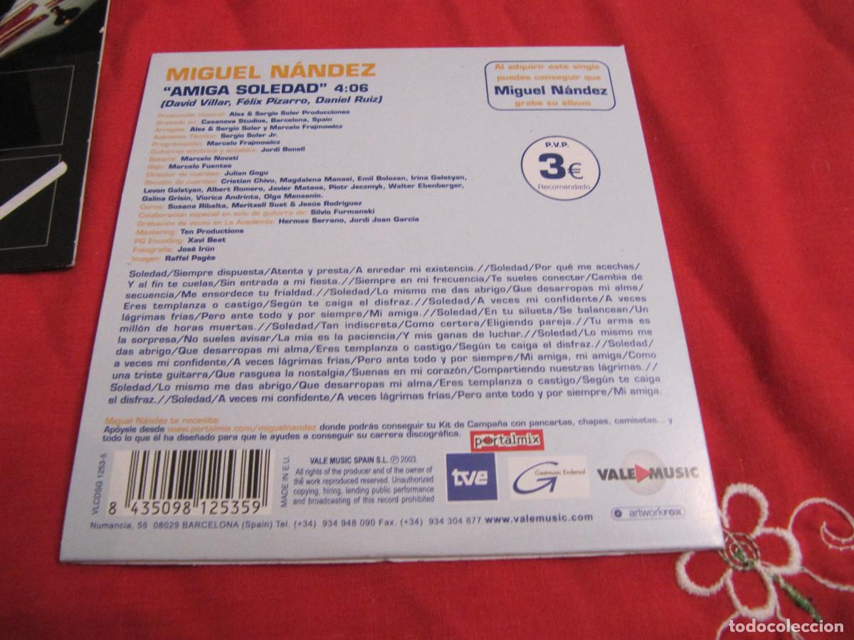 CDs de m&uacute;sica: MIGUEL N&Aacute;NDEZ. AMIGA SOLEDAD. CD SINGLE - Foto 2